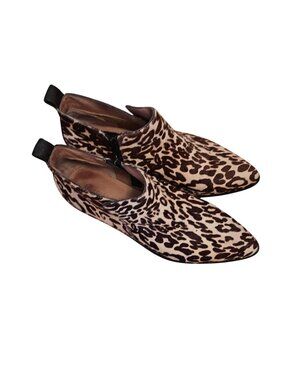 Corso Como Leopard Print Calf Hair Ankle Booties Womens Size 8M With Side Zip Cl